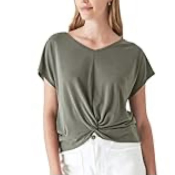 LUCKY BRAND TWIST FRONT V NECK BLOUSE - Picture 1 of 4